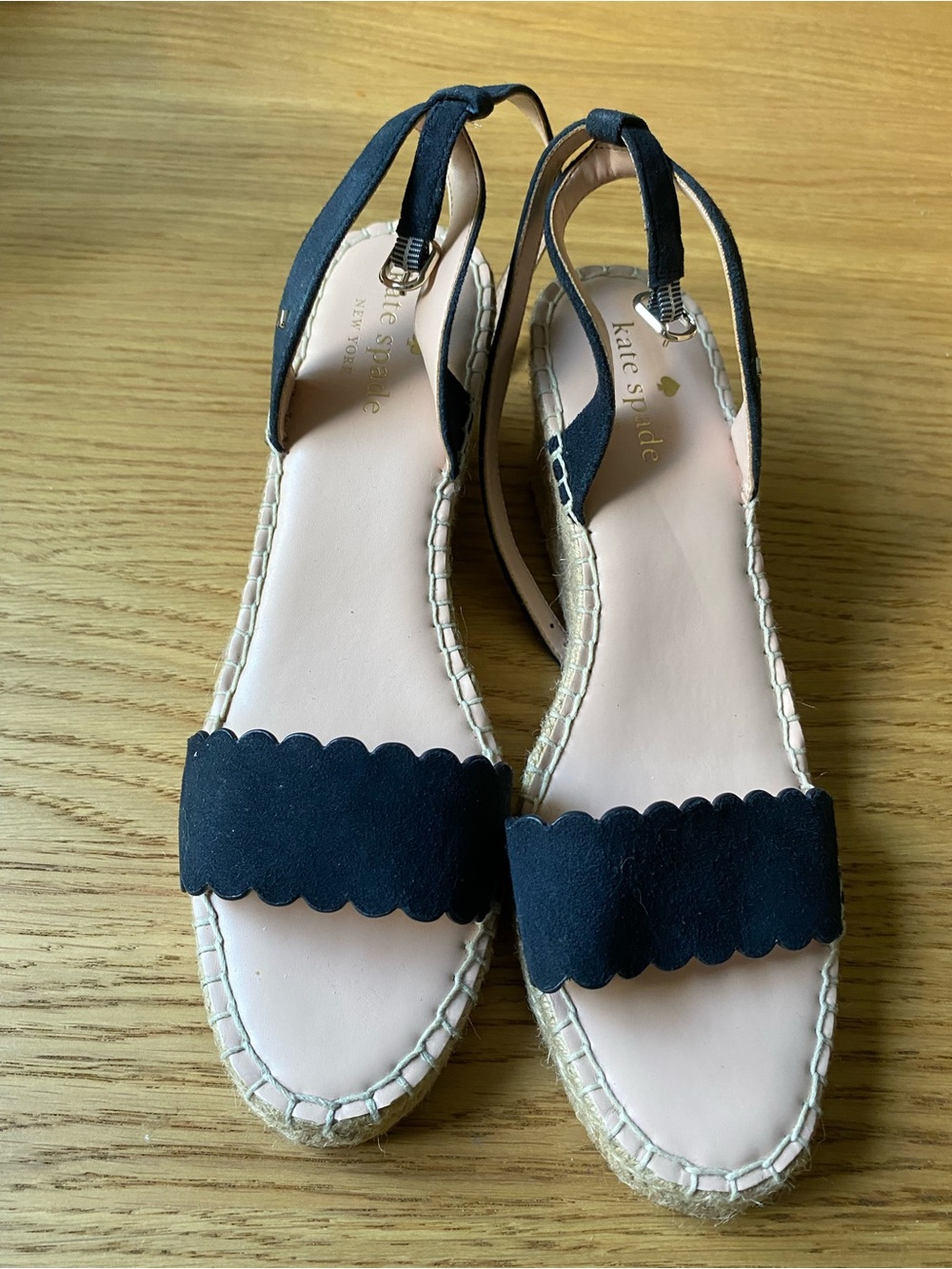 kate spade Black Scalloped Espadrille Sandals